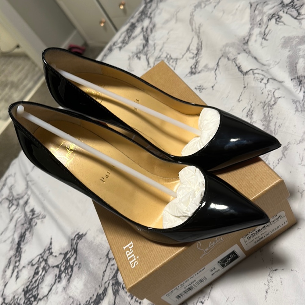 Black Pigalle Patent Heels